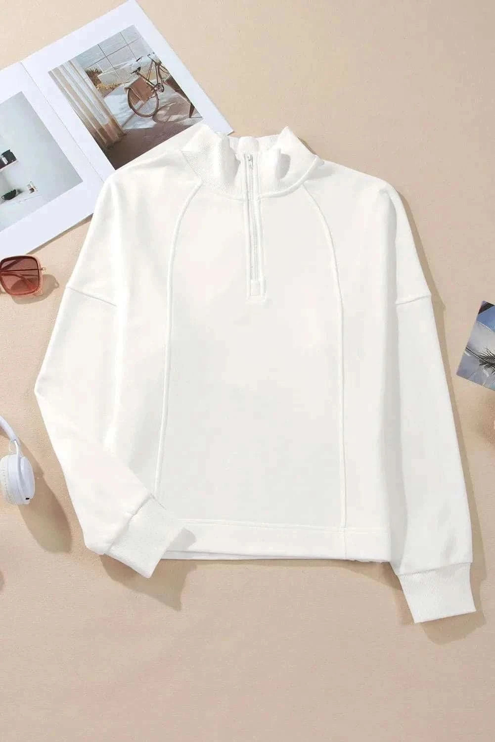 Cozy half-zip pullover sweatshirt - Love Salve